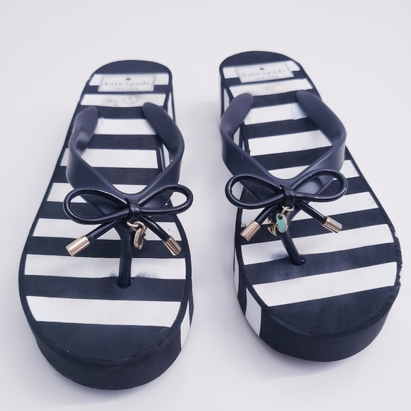 Kate Spade Chunky Wedge Striped Thong Sandals - Picture 4 of 6